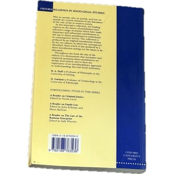 A Reader On Punishment (Oxford Readings In Socio-Legal Studies)
Paperback Book - Picture 2 of 3